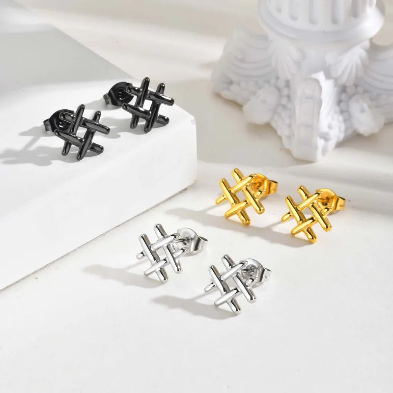 Hashtag Stud Earrings